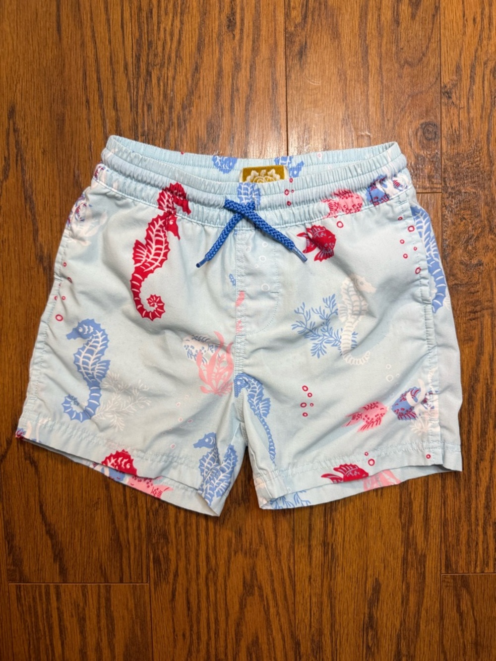 The Beaufort Bonnet Company Boys Swim Trunks Chalk Sound Seahorse